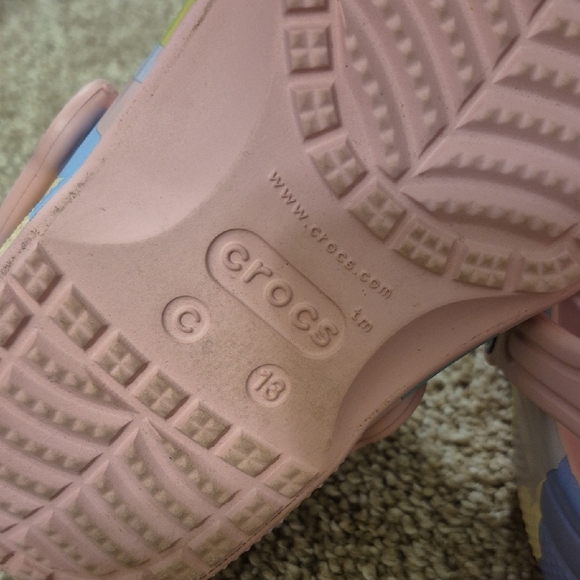 CROCS Pink and Blue Sandals Dreamy Watercolor Design - Picture 5 of 5